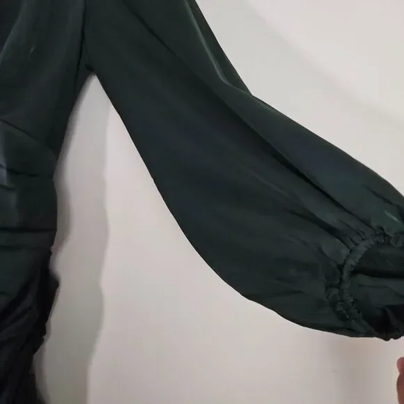 Veiled Collection Selena Dress Medium Green Ruched Elegant Cocktail Gown - Picture 6 of 15